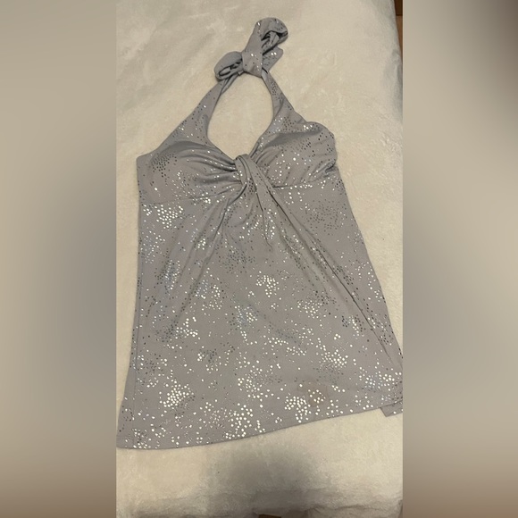 Silver Halter Dressy Top - Picture 1 of 4